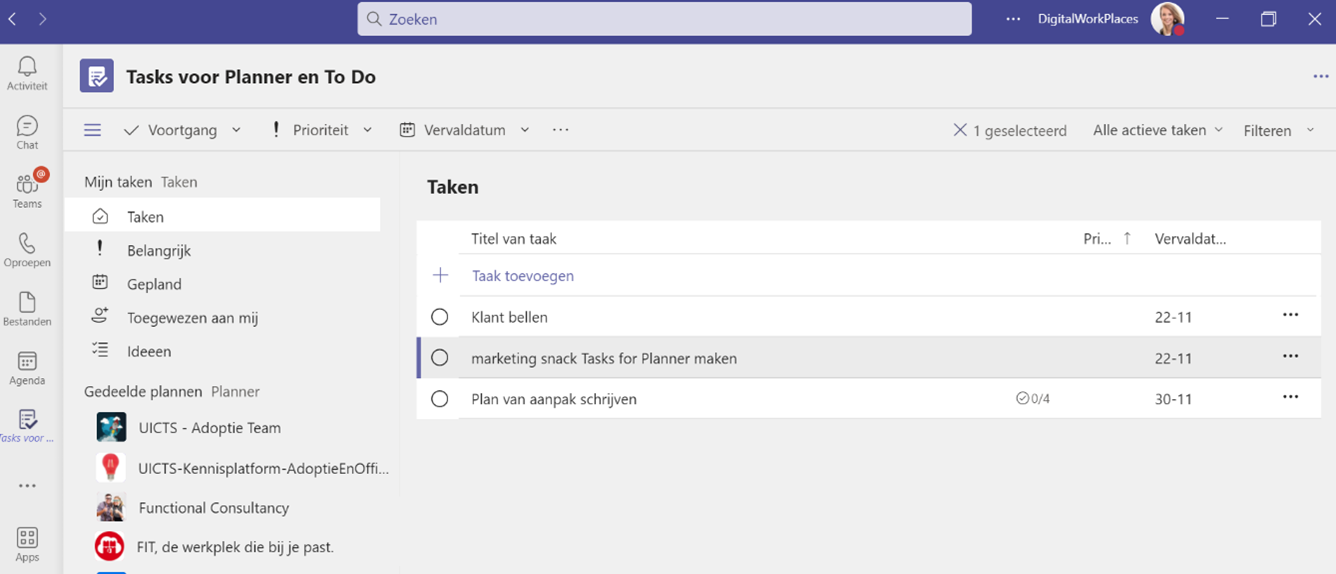 Microsoft Teams Tasks for Planner gebruiken 4